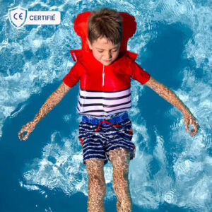 FLOATEE - Tee-shirt anti-noyade enfant marinière Bleu / Rouge